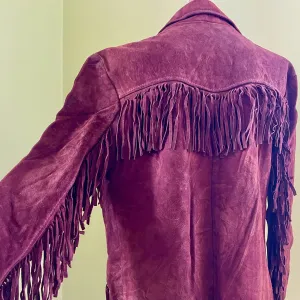 1980's Women's Fringed Suede Vintage Western Brown Jacket Fully Lined Sz S - OOAK