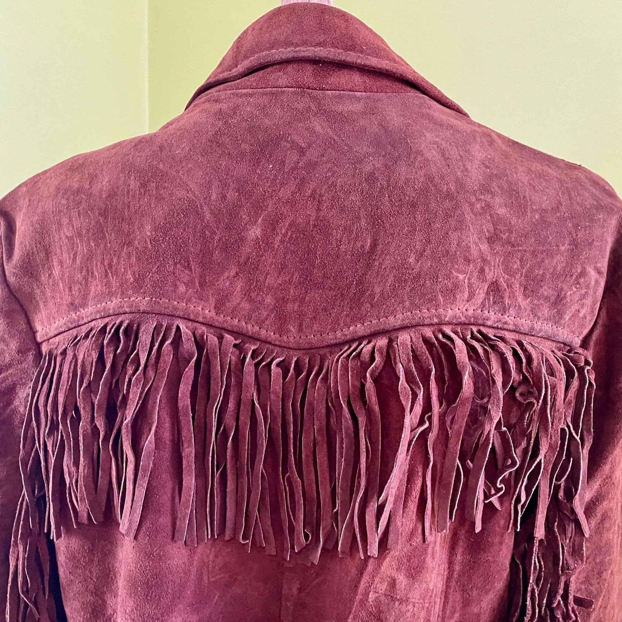 1980's Women's Fringed Suede Vintage Western Brown Jacket Fully Lined Sz S - OOAK