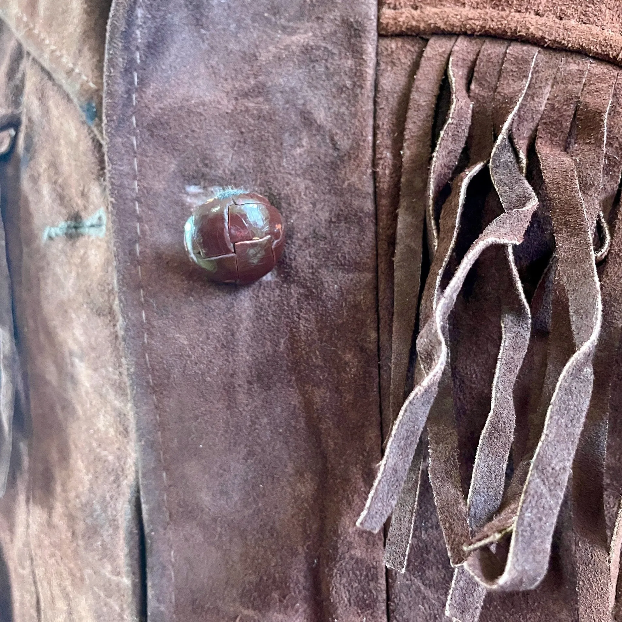 1980's Women's Fringed Suede Vintage Western Brown Jacket Fully Lined Sz S - OOAK