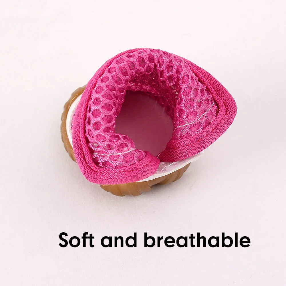 4pcs Summer Dog Shoes - Anti-Slip Breathable Puppy Boots for Small Dogs and Cats