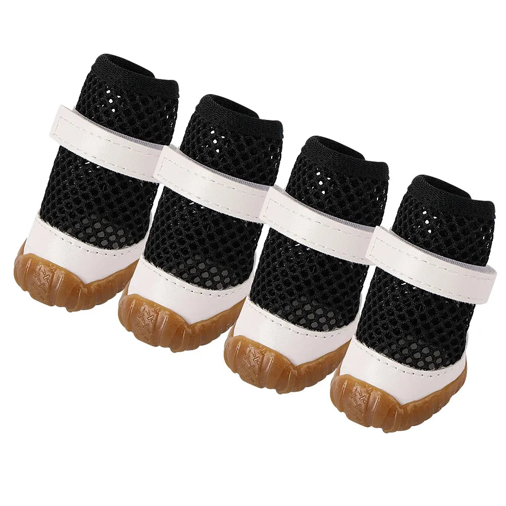 4pcs Summer Dog Shoes - Anti-Slip Breathable Puppy Boots for Small Dogs and Cats