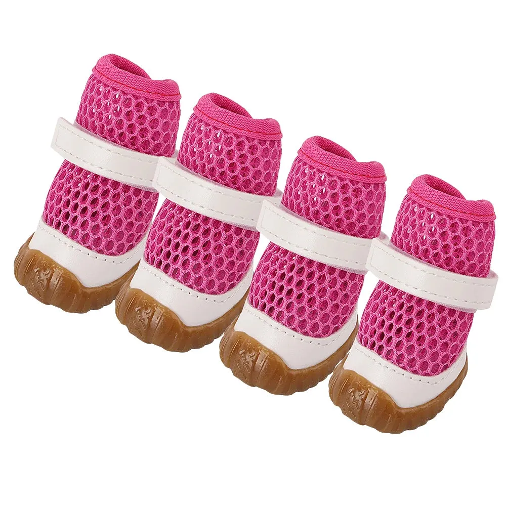 4pcs Summer Dog Shoes - Anti-Slip Breathable Puppy Boots for Small Dogs and Cats