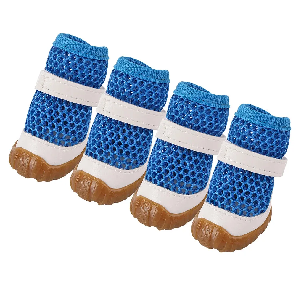4pcs Summer Dog Shoes - Anti-Slip Breathable Puppy Boots for Small Dogs and Cats
