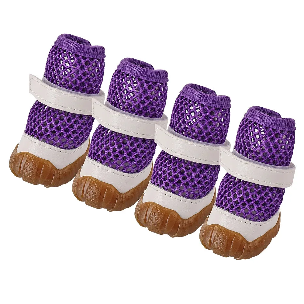 4pcs Summer Dog Shoes - Anti-Slip Breathable Puppy Boots for Small Dogs and Cats