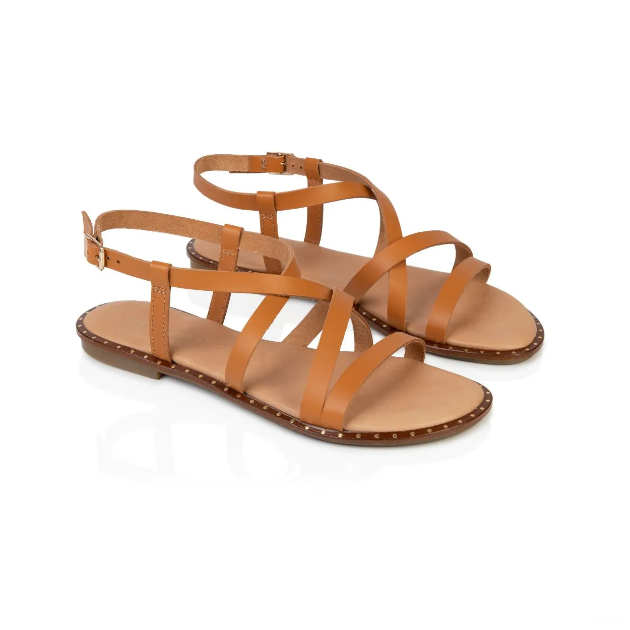 Athena: Tan Leather Strappy Sandals
