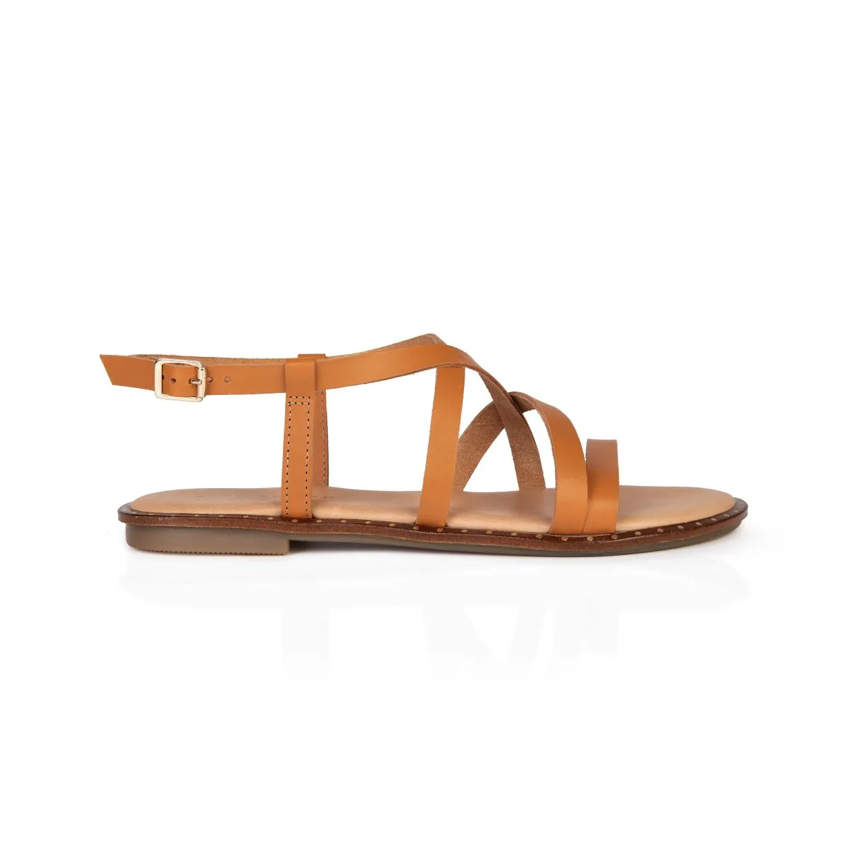 Athena: Tan Leather Strappy Sandals