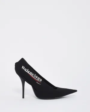 Balenciaga Black Fabric & Leather Campaign Logo Pumps - 39