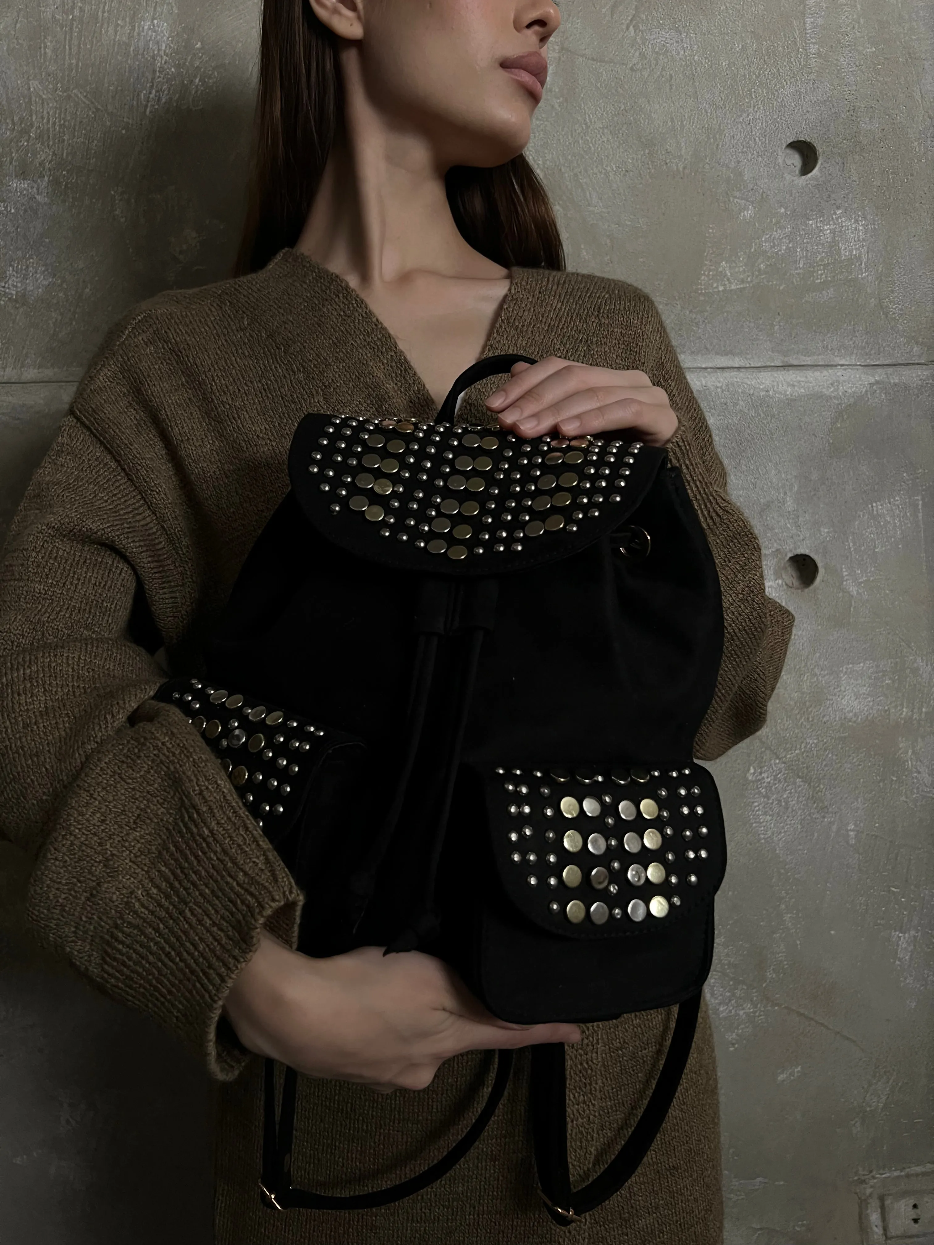Black Studded Backpack