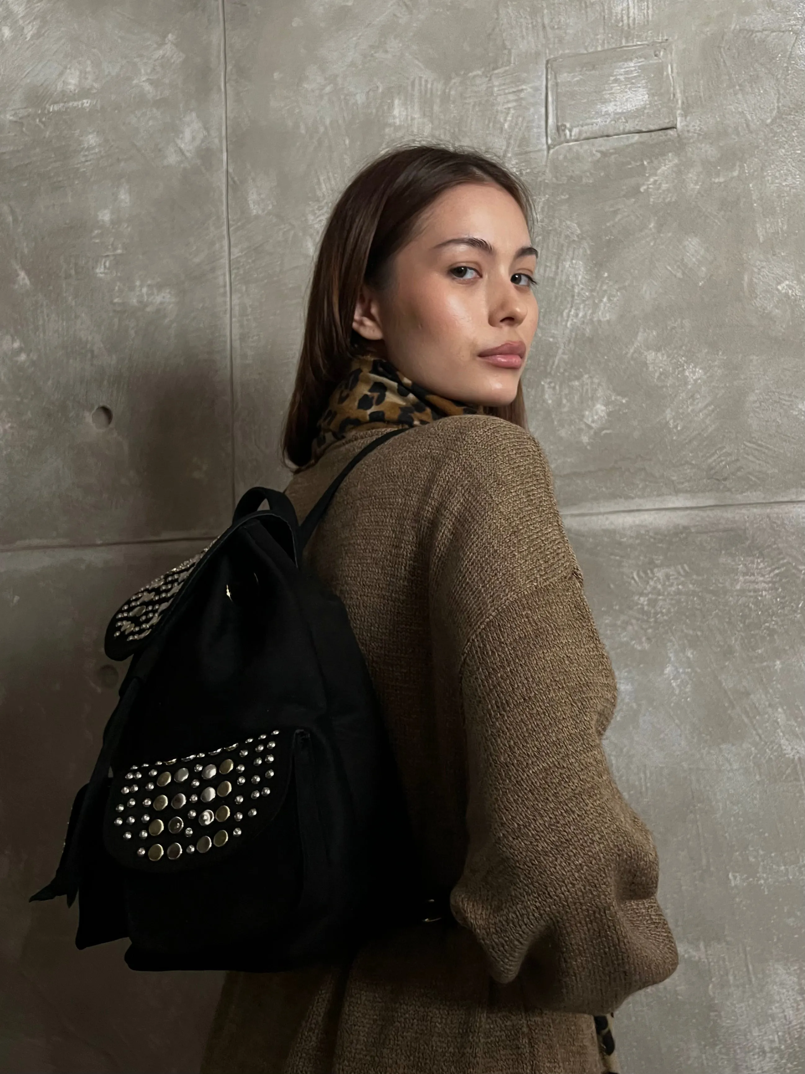 Black Studded Backpack