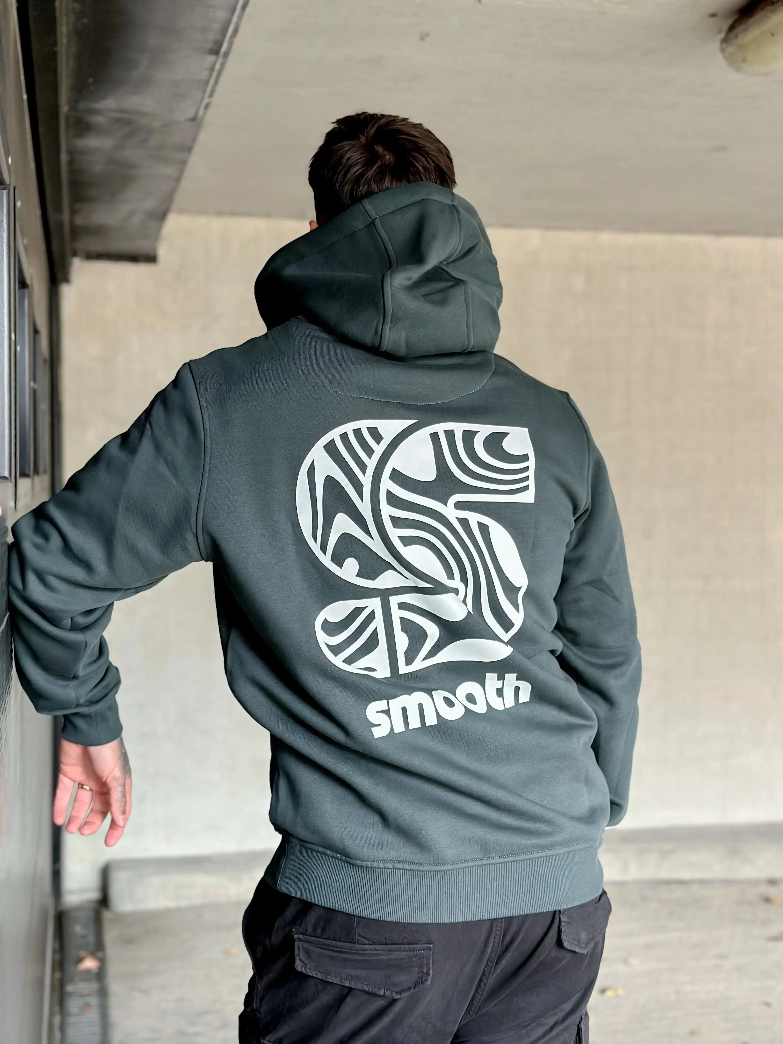 Bottle Green Hoodie / S Pattern White Front Back Men