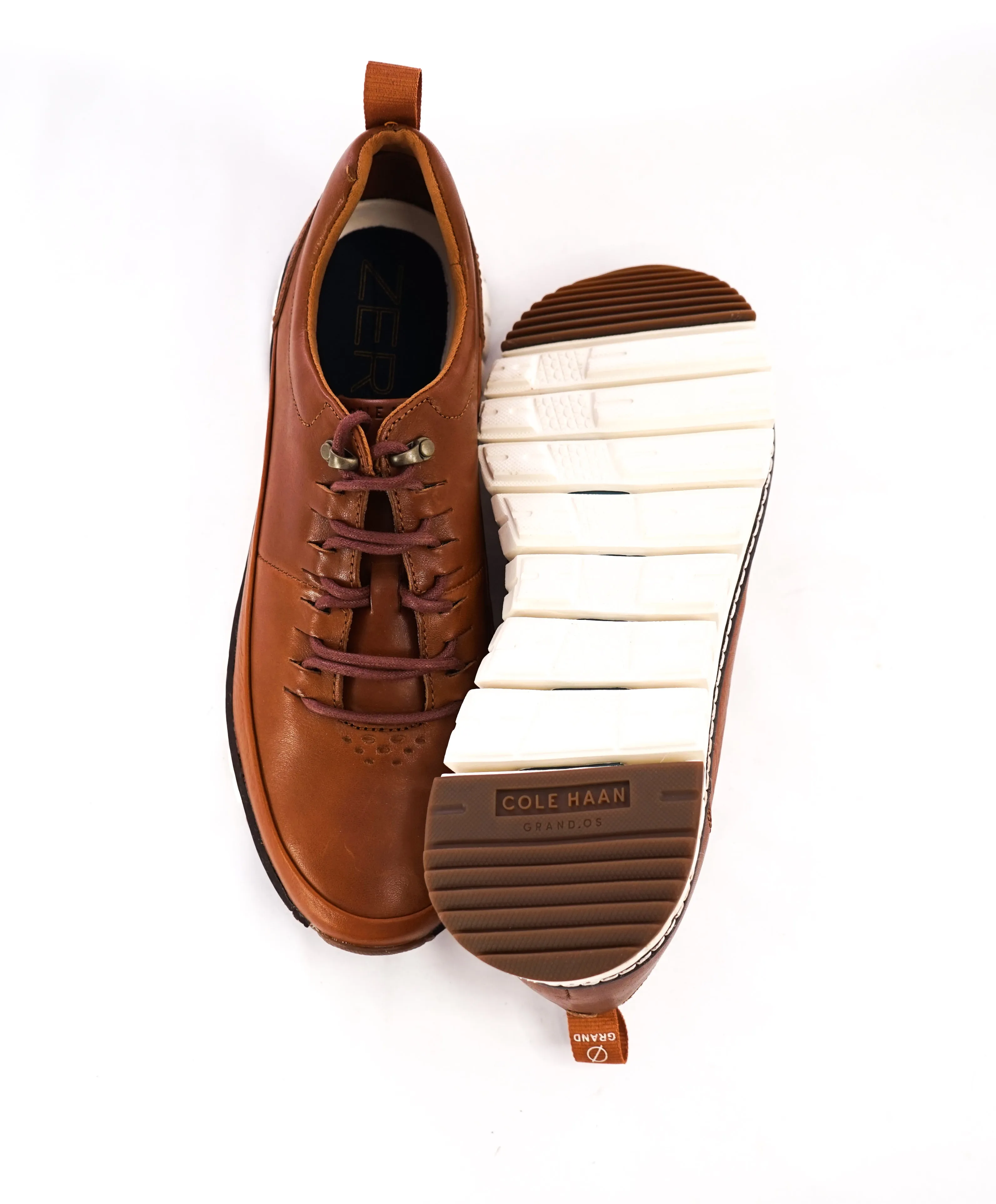 COLE HAAN - Zero Grand Brown Leather Rugged Oxford Sneakers - 9.5