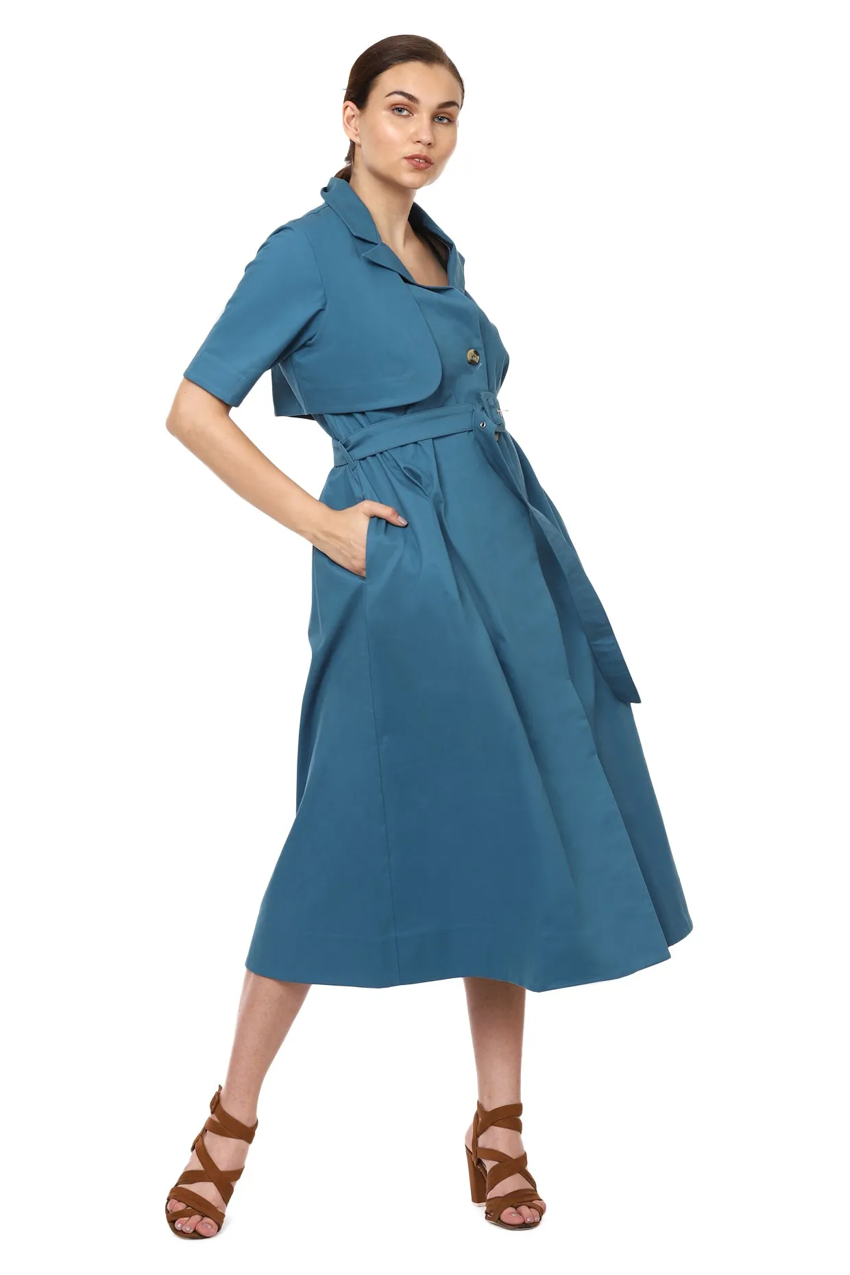Coral Blue Trench  Dress