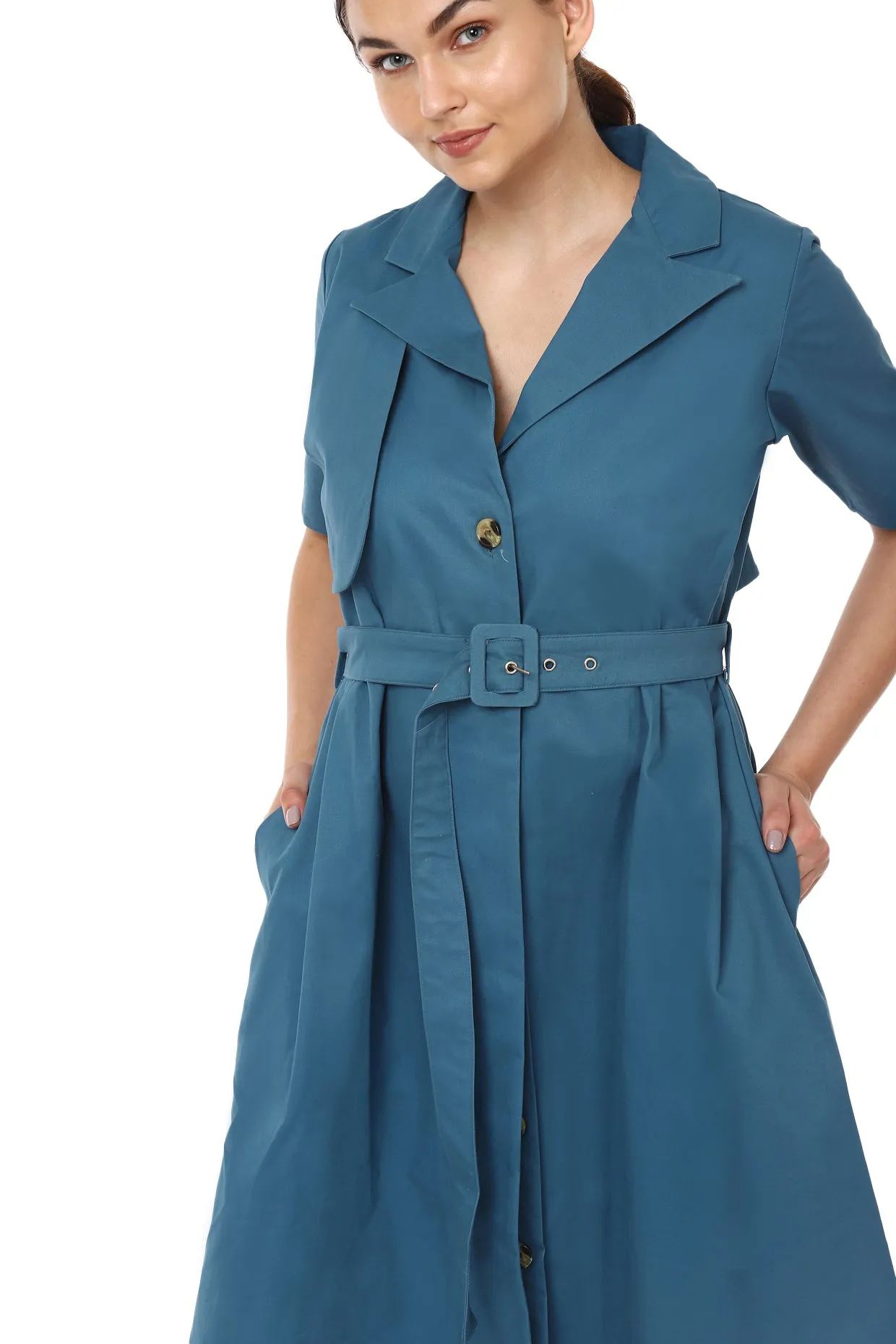 Coral Blue Trench  Dress