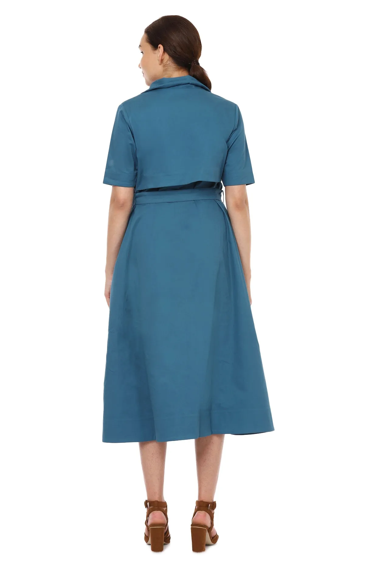 Coral Blue Trench  Dress