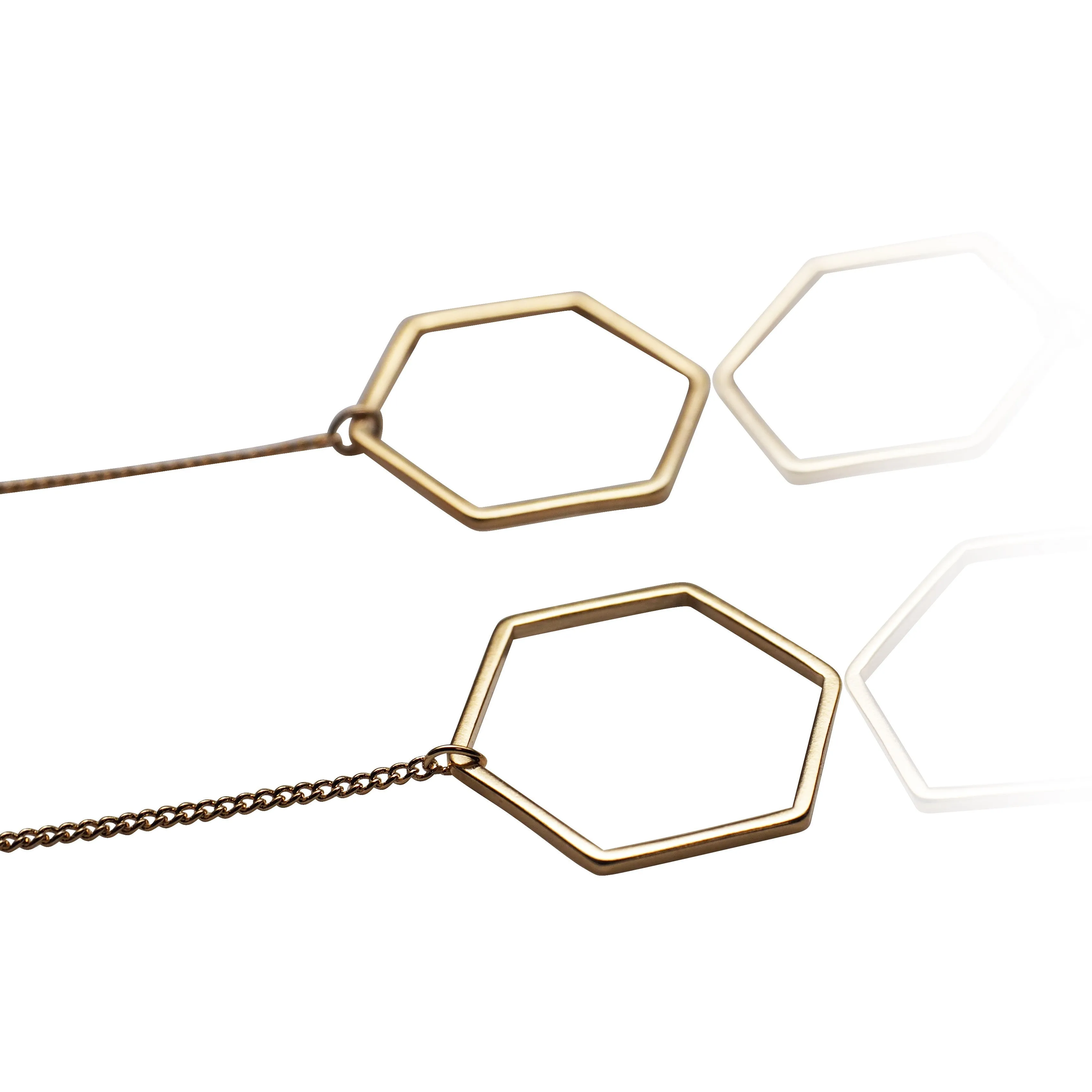 Dangle long gold hexagon invisible clip on earrings