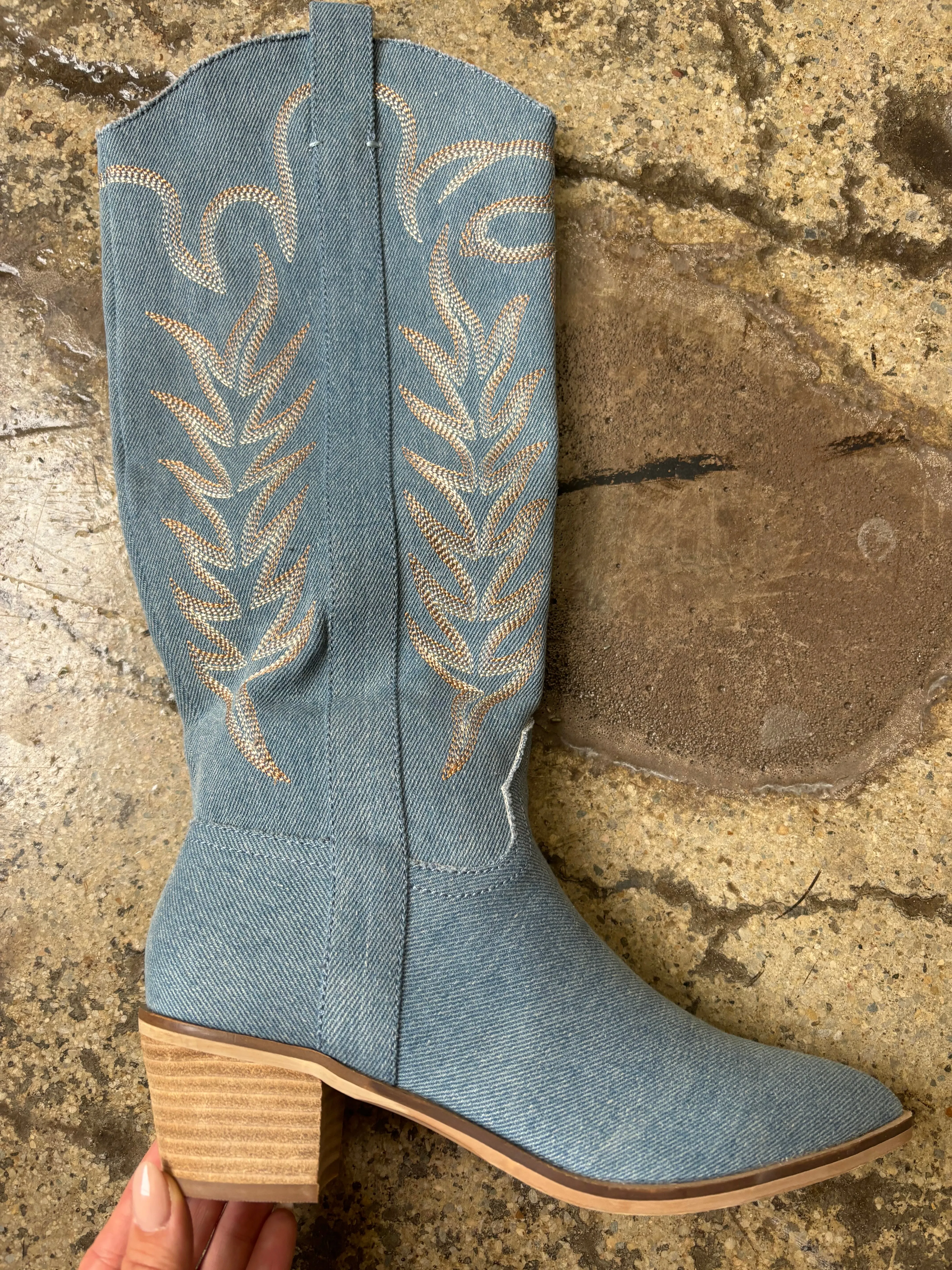 Denim Cowgirl Samara Stitch Western Boots