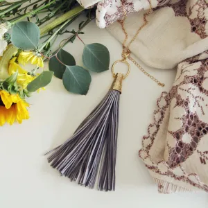 Farrah Tassel Necklace in Gray