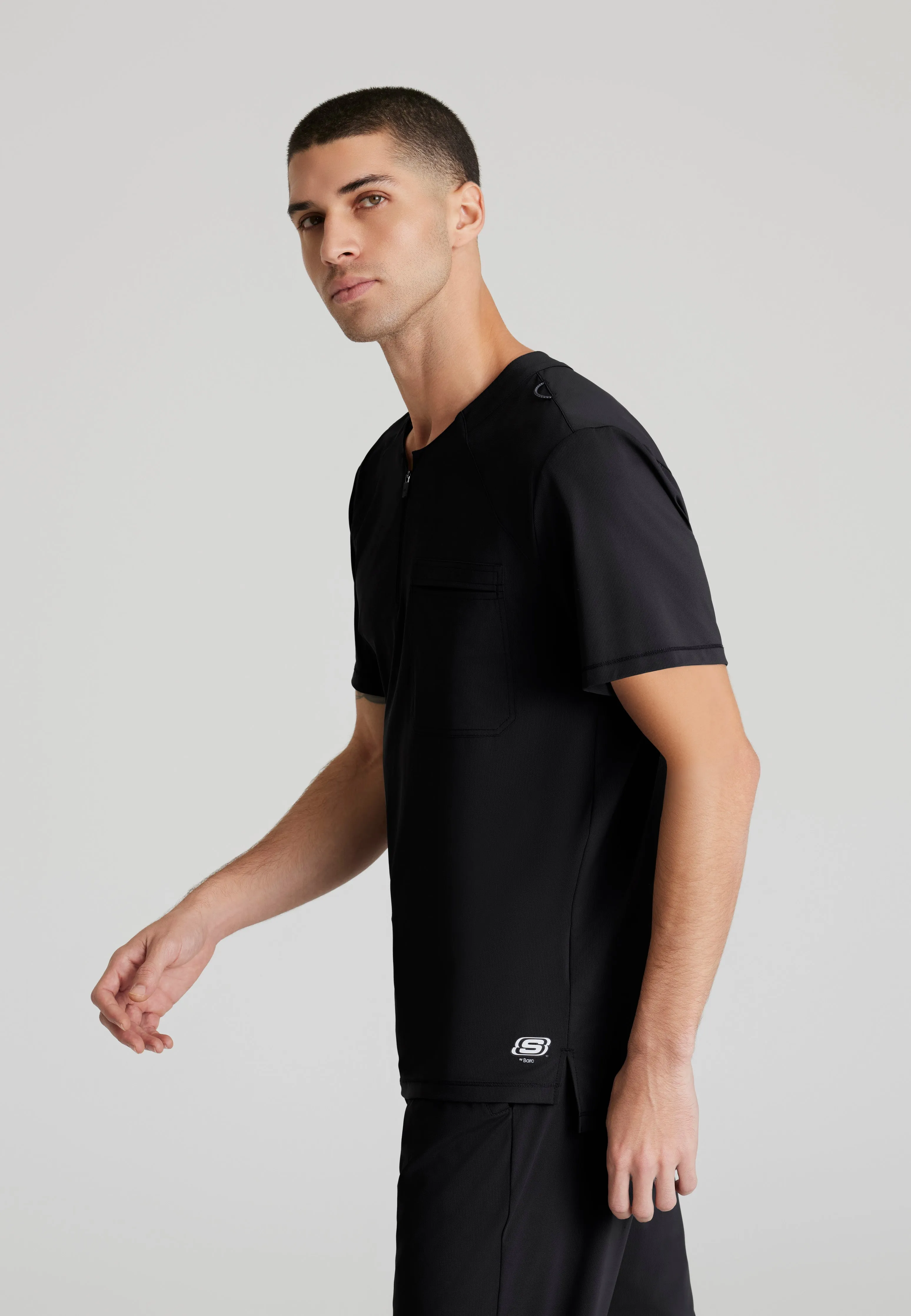 Flex Single Pocket Curved Neck Scrub Top