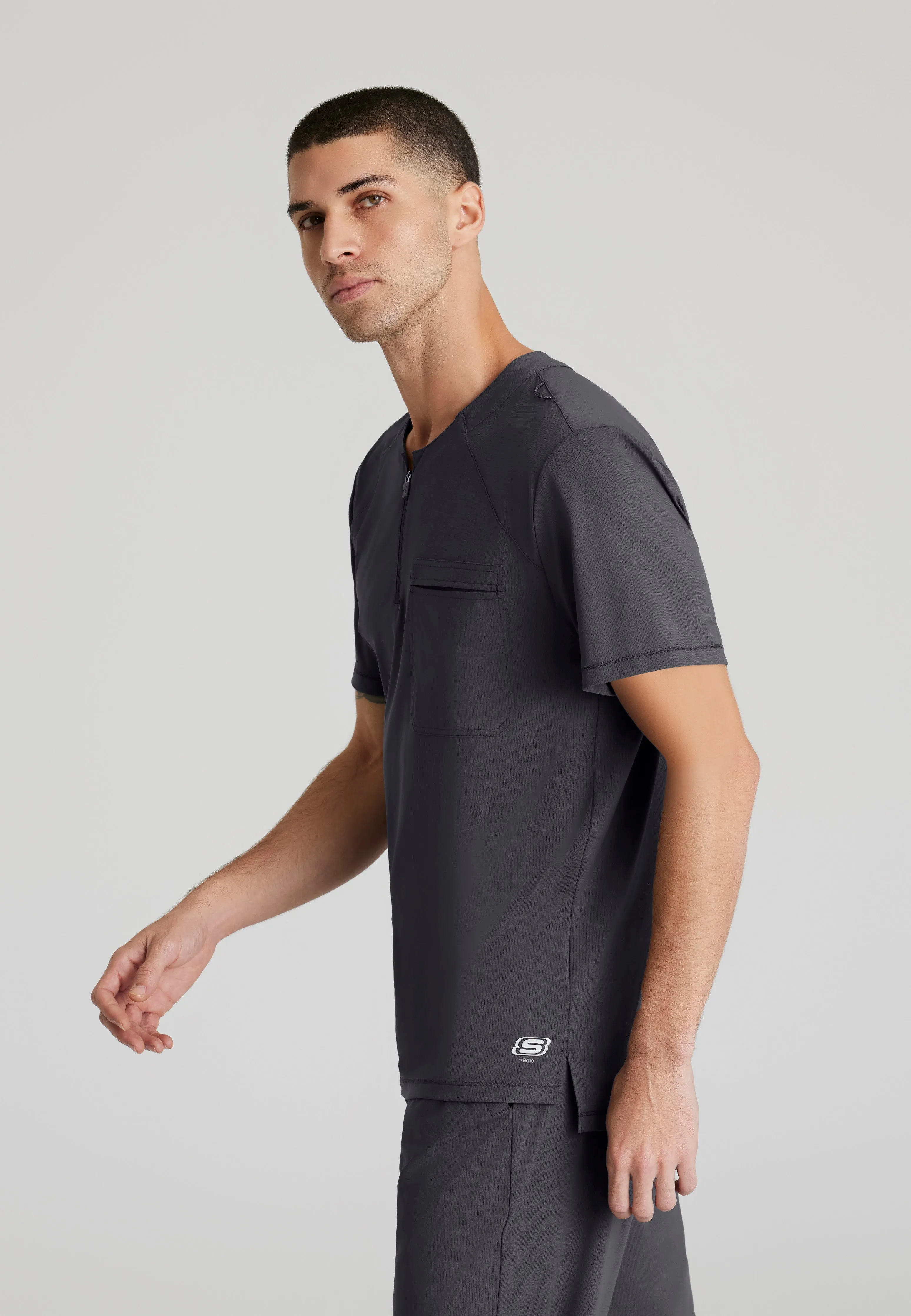 Flex Single Pocket Curved Neck Scrub Top