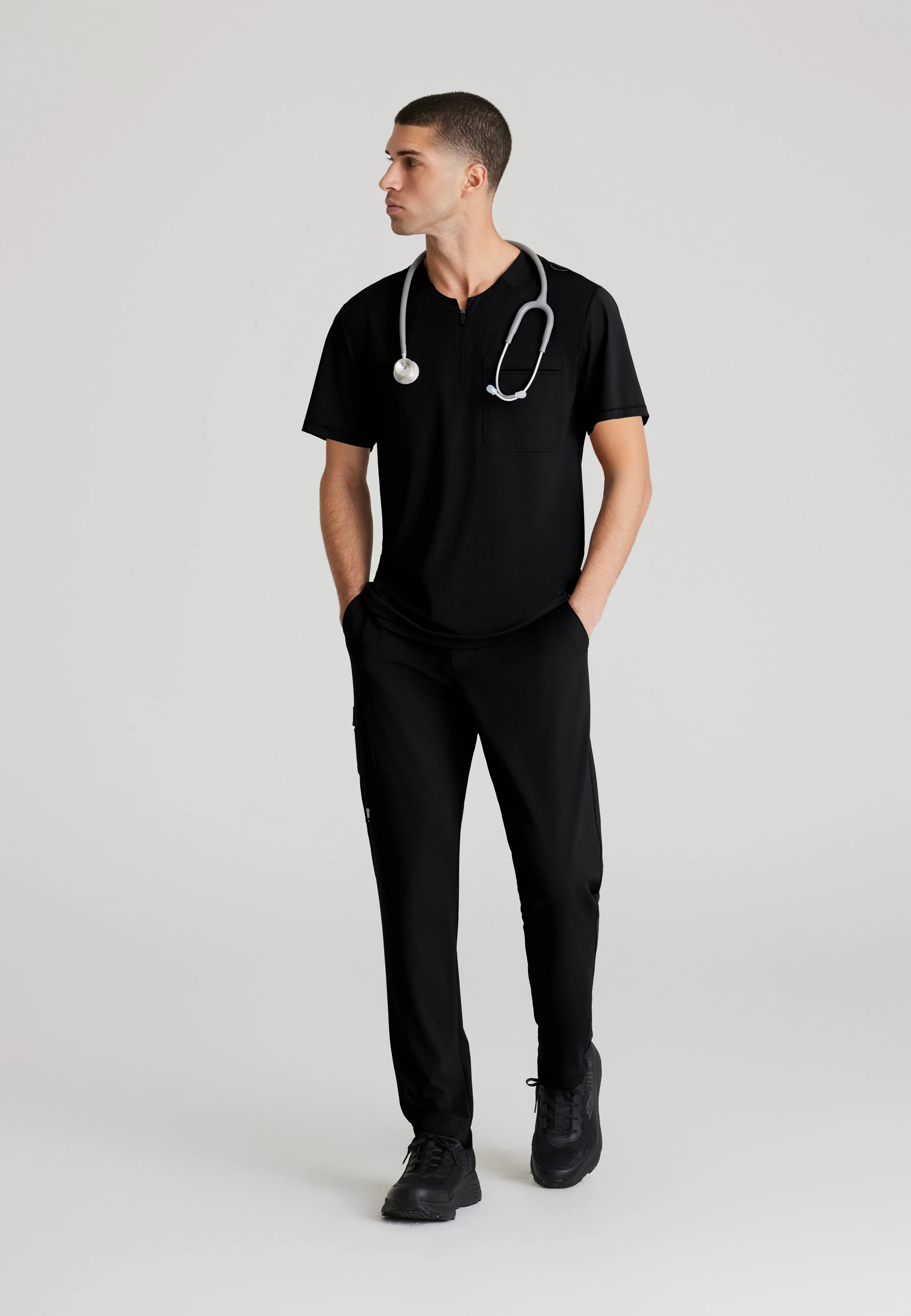 Flex Single Pocket Curved Neck Scrub Top