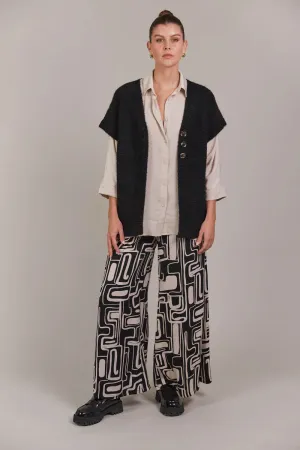 Folie Button Vest Black