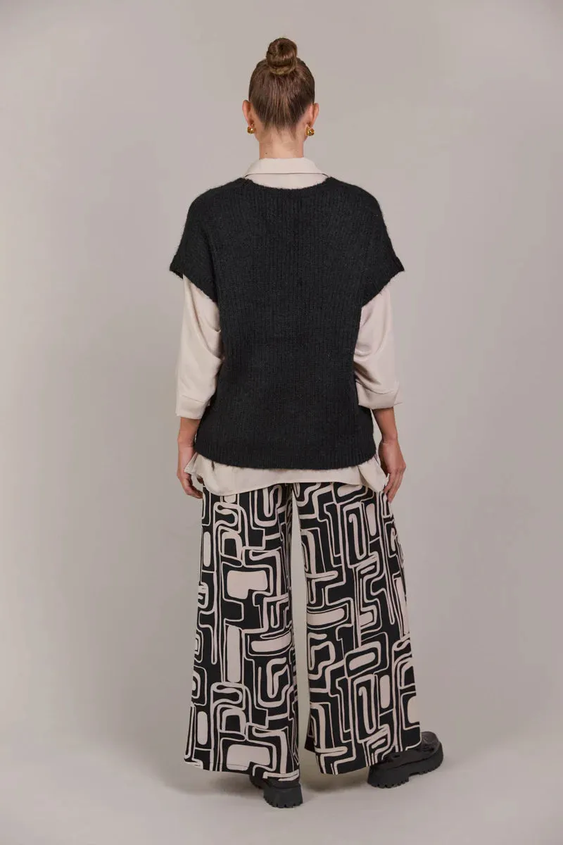 Folie Button Vest Black