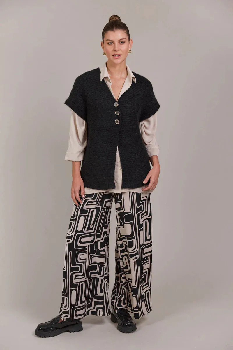 Folie Button Vest Black
