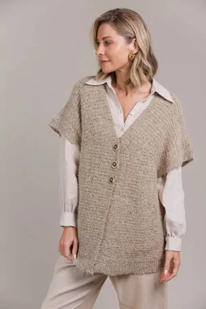 Folie Button Vest Oat