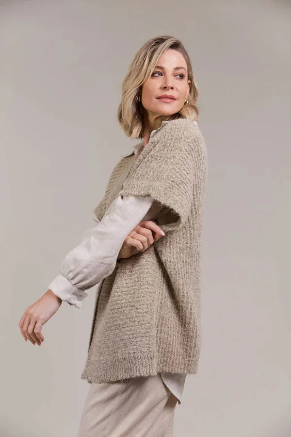 Folie Button Vest Oat