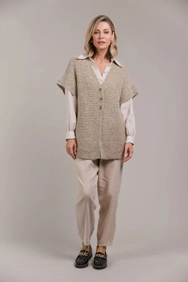 Folie Button Vest Oat