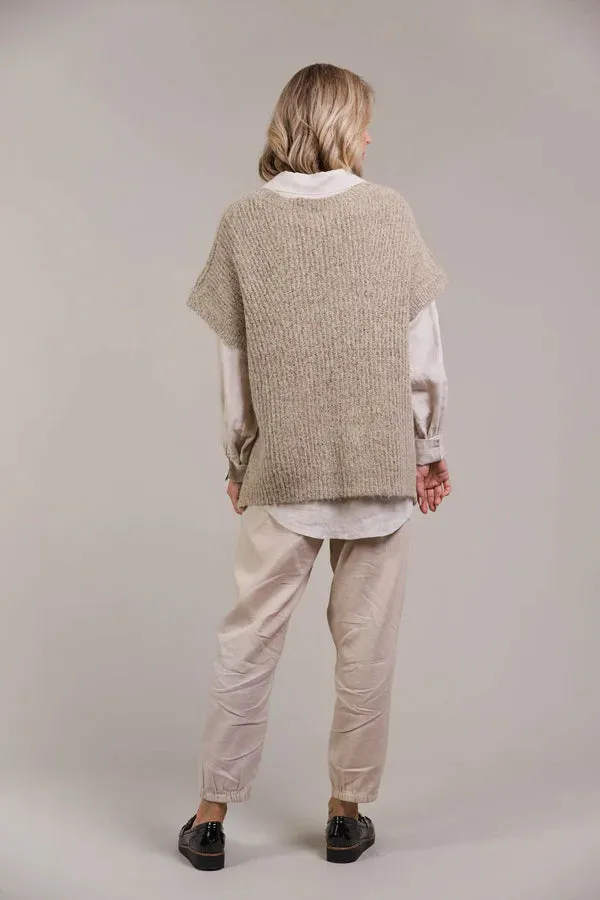 Folie Button Vest Oat