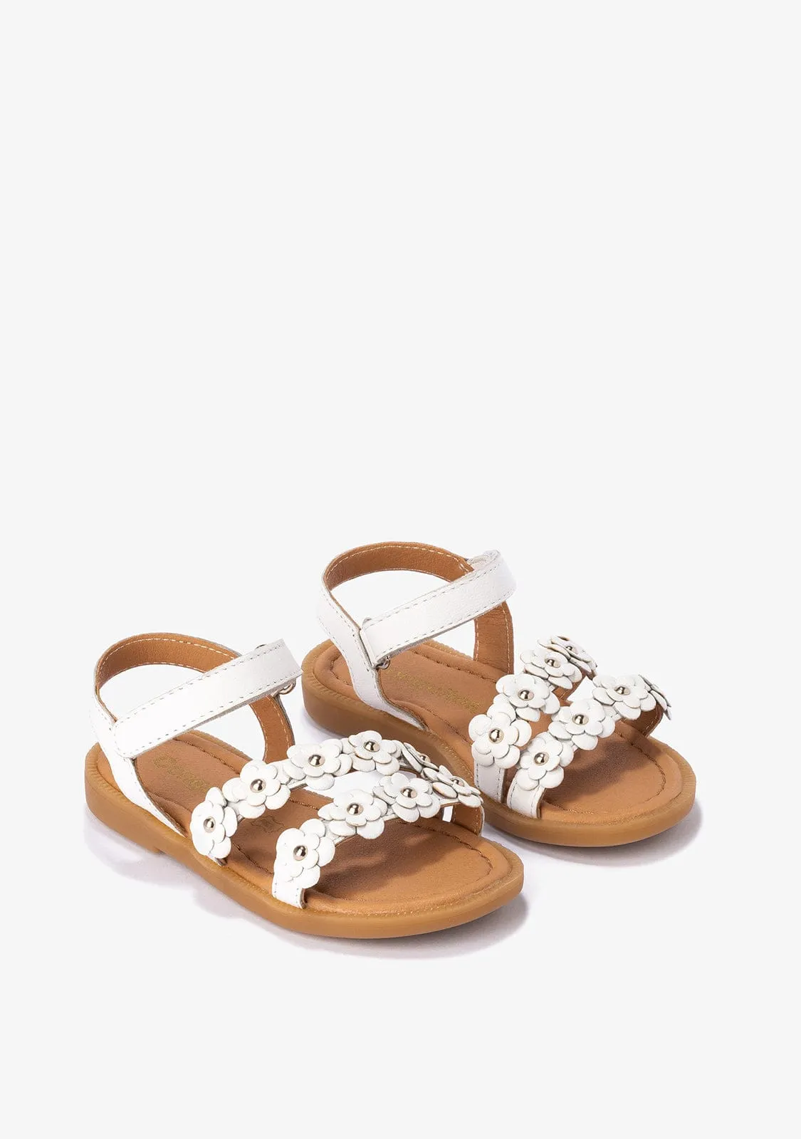 Girl's White Flowers Sandals Napa