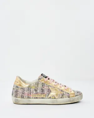 Golden Goose Pink Tweed & Gold Low Top Sneakers - 38