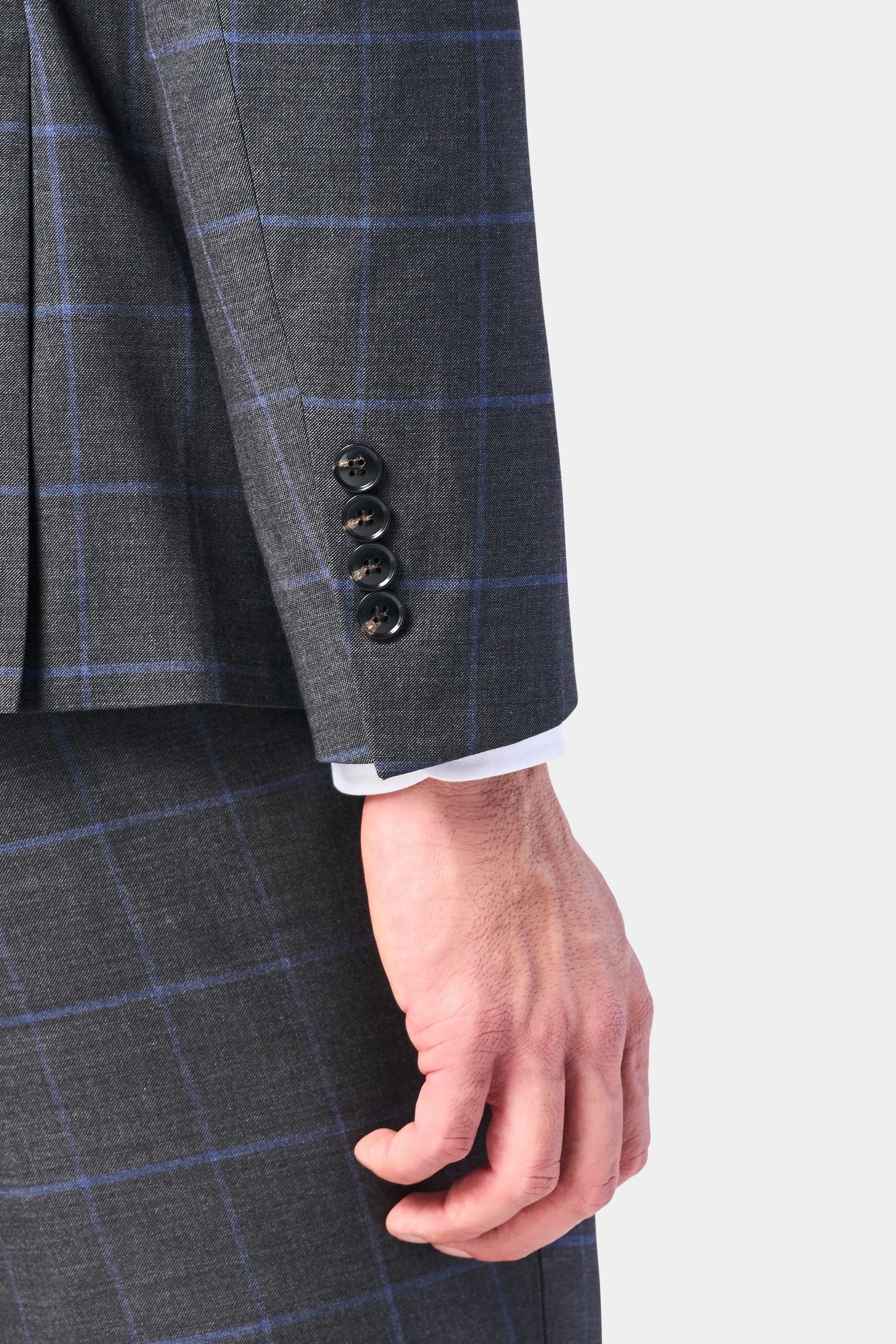 Gray and Periwinkle Blue Window Pane 3 Piece Suit