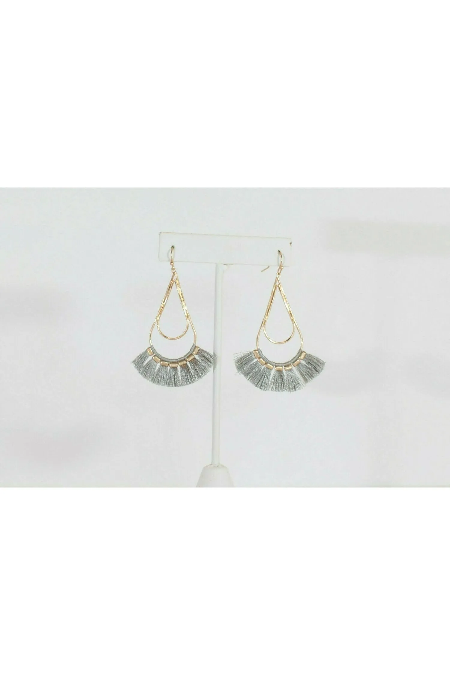 Grey Tassel Drop Necklace