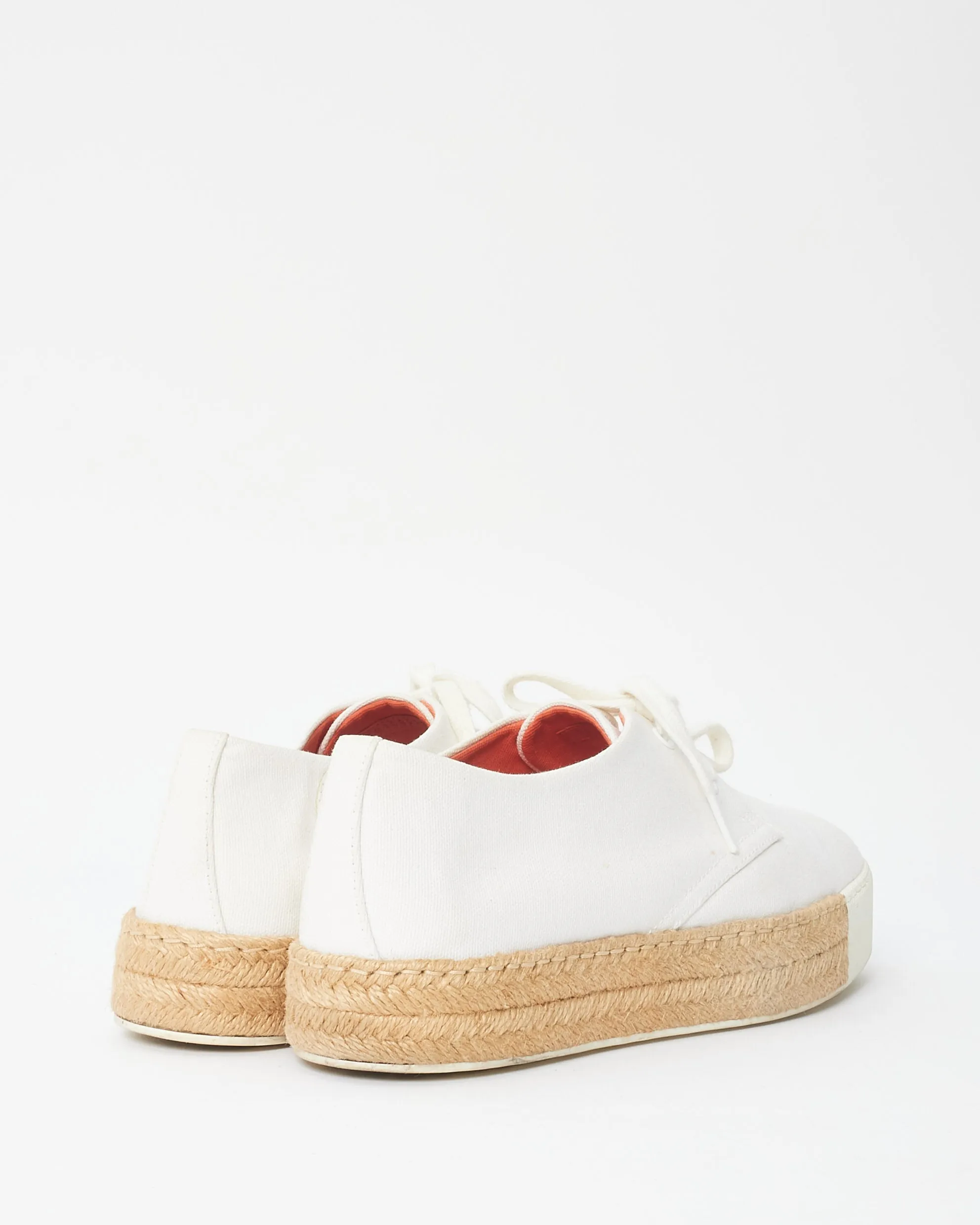 Hermès White Canvas Espadrille Rosa Sneakers - 38
