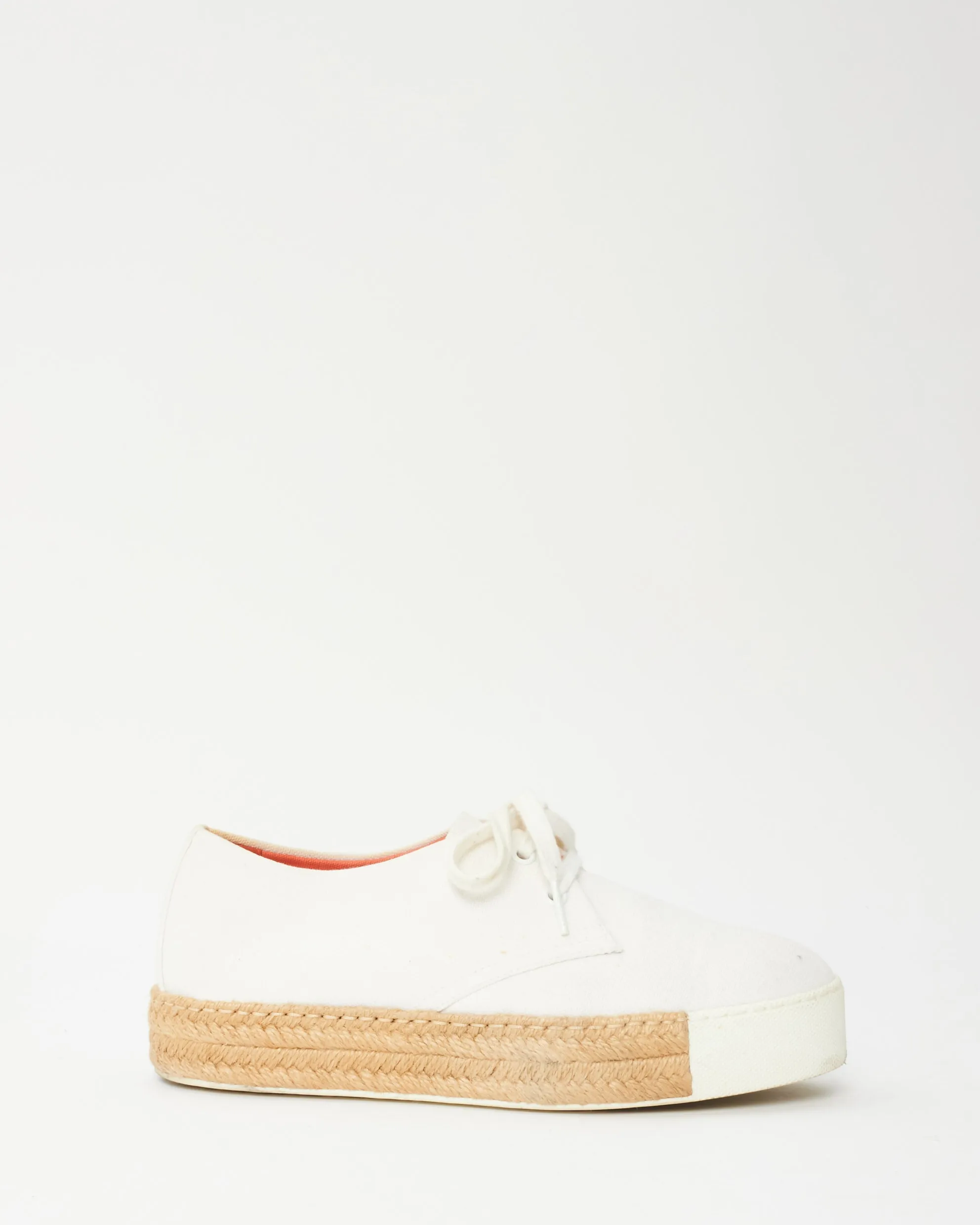 Hermès White Canvas Espadrille Rosa Sneakers - 38
