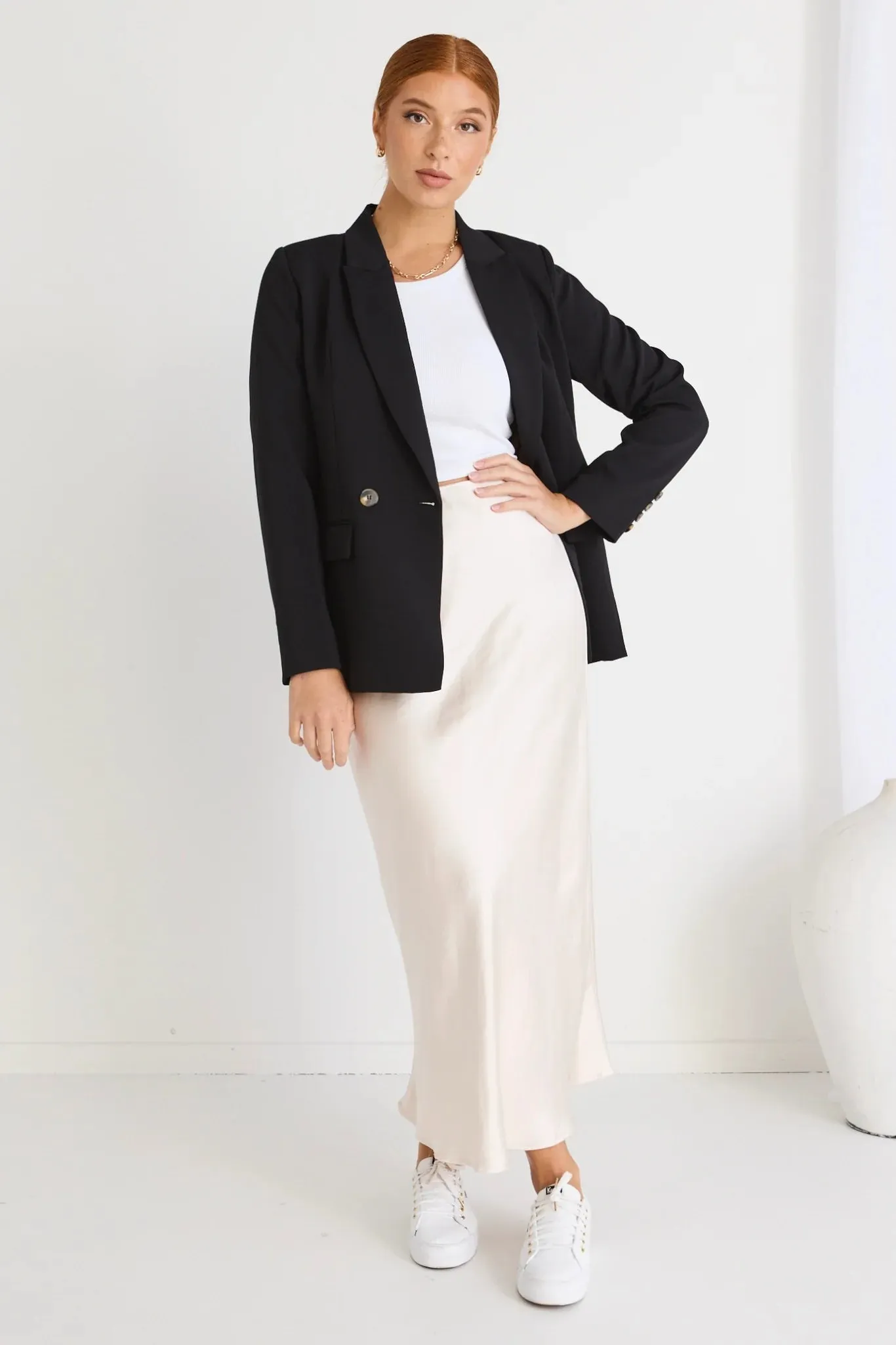 Ivy Champagne Satin Bias Midi