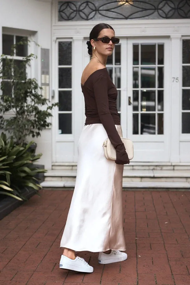 Ivy Champagne Satin Bias Midi