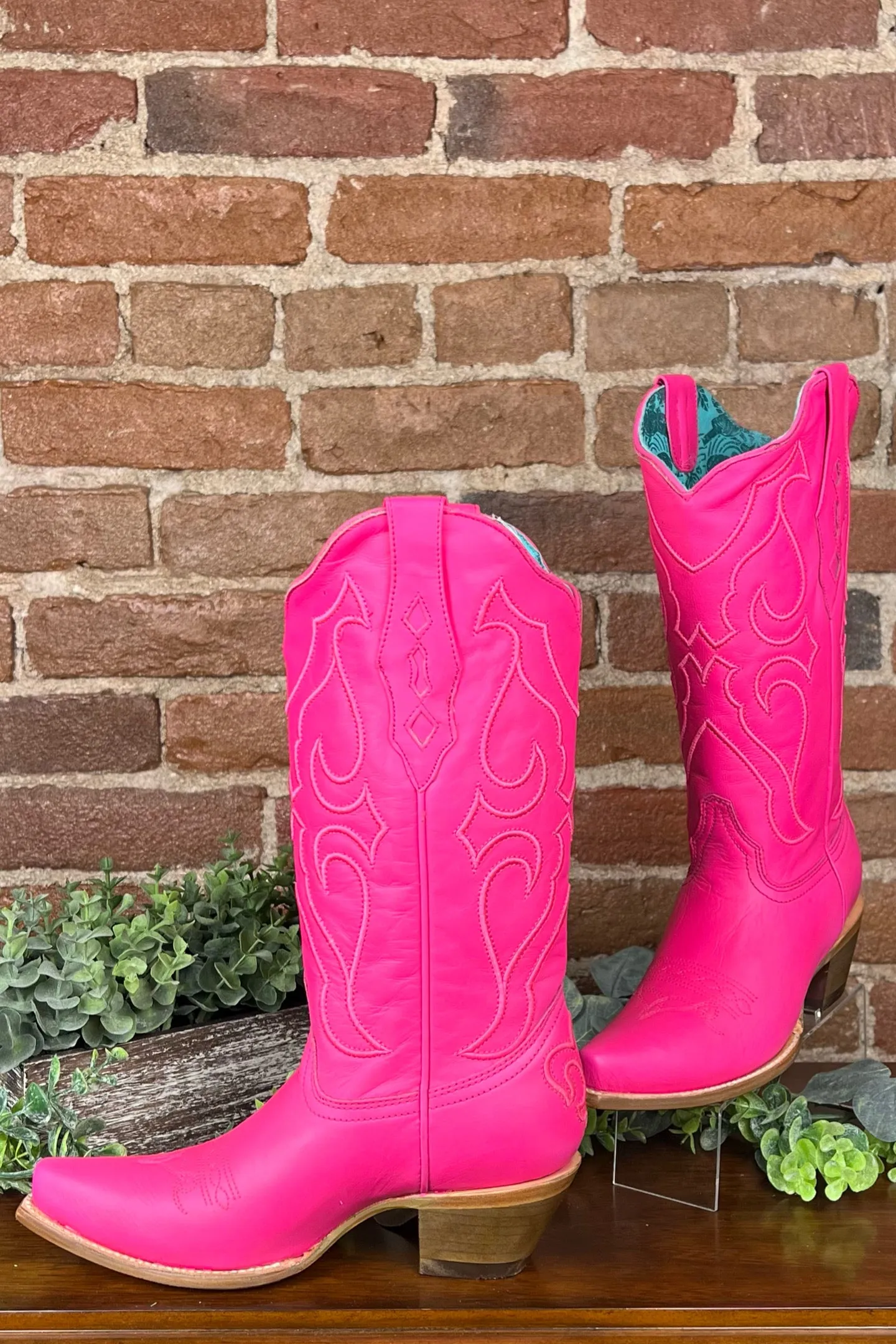 Ladies Embroidered Fuchsia Pink Snip Toe Boot by Corral Boots