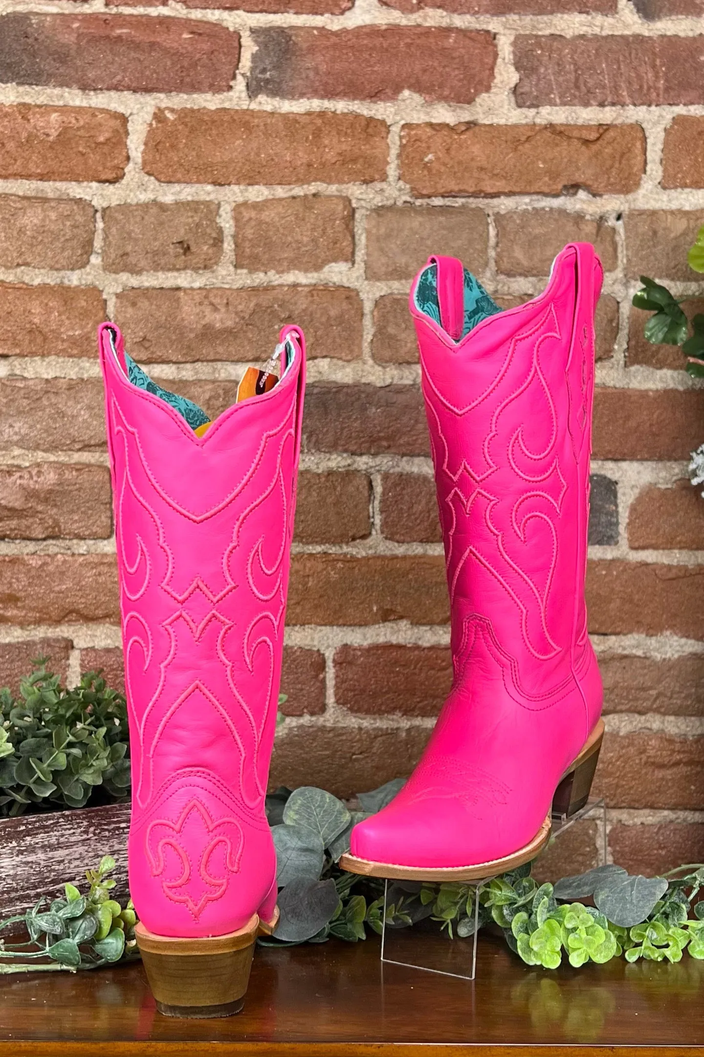 Ladies Embroidered Fuchsia Pink Snip Toe Boot by Corral Boots