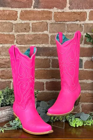 Ladies Embroidered Fuchsia Pink Snip Toe Boot by Corral Boots