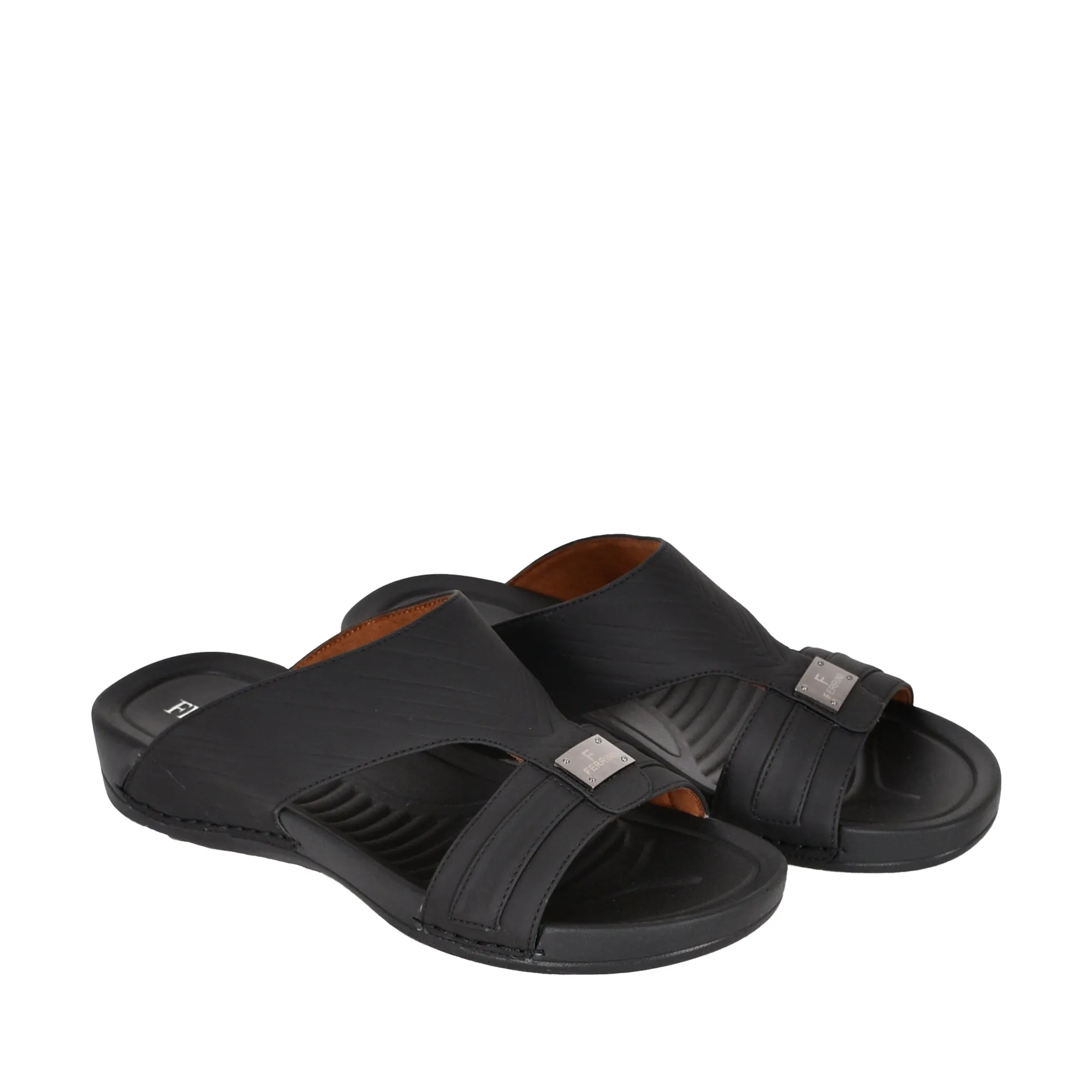 Mens Patterned Strap Sandals Black