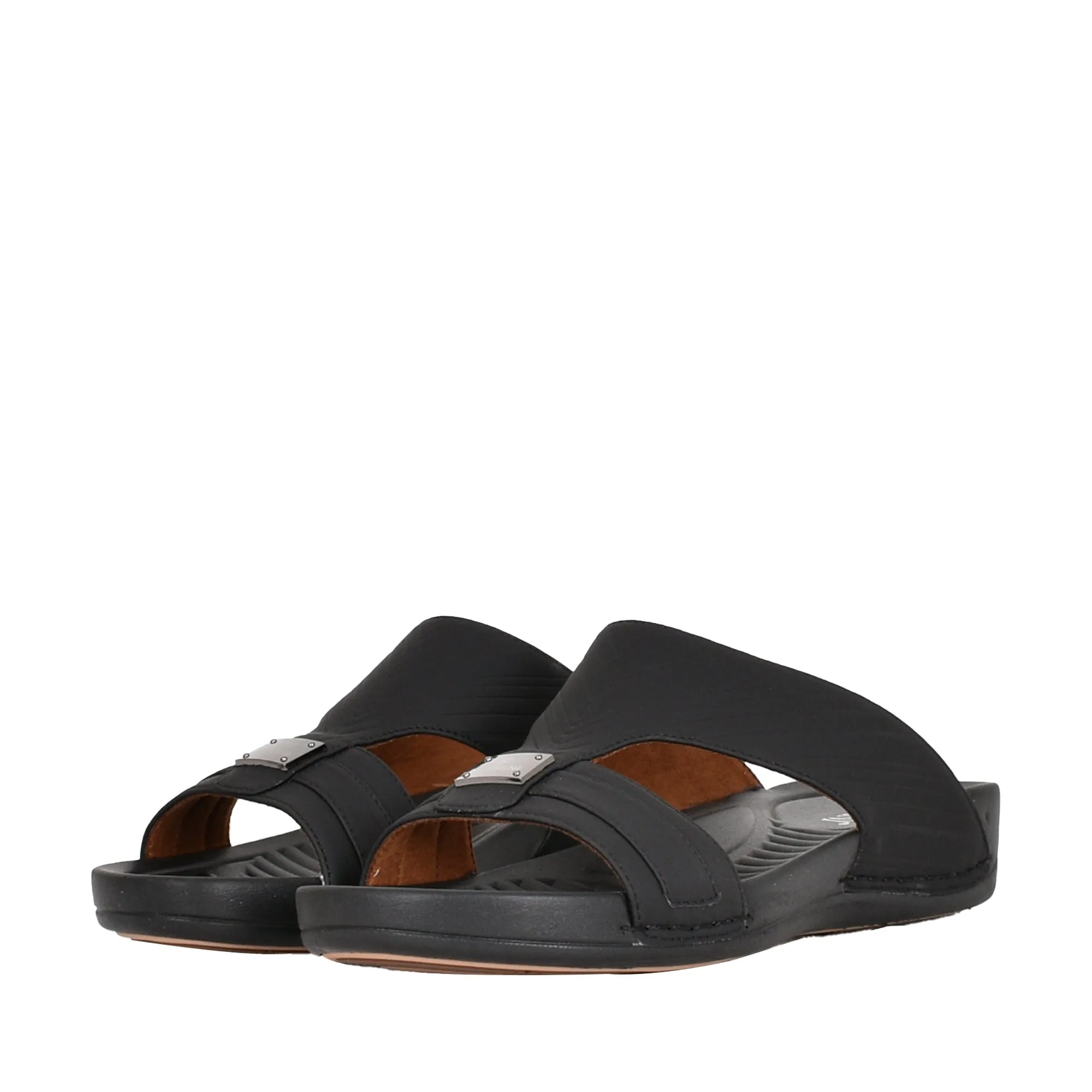 Mens Patterned Strap Sandals Black