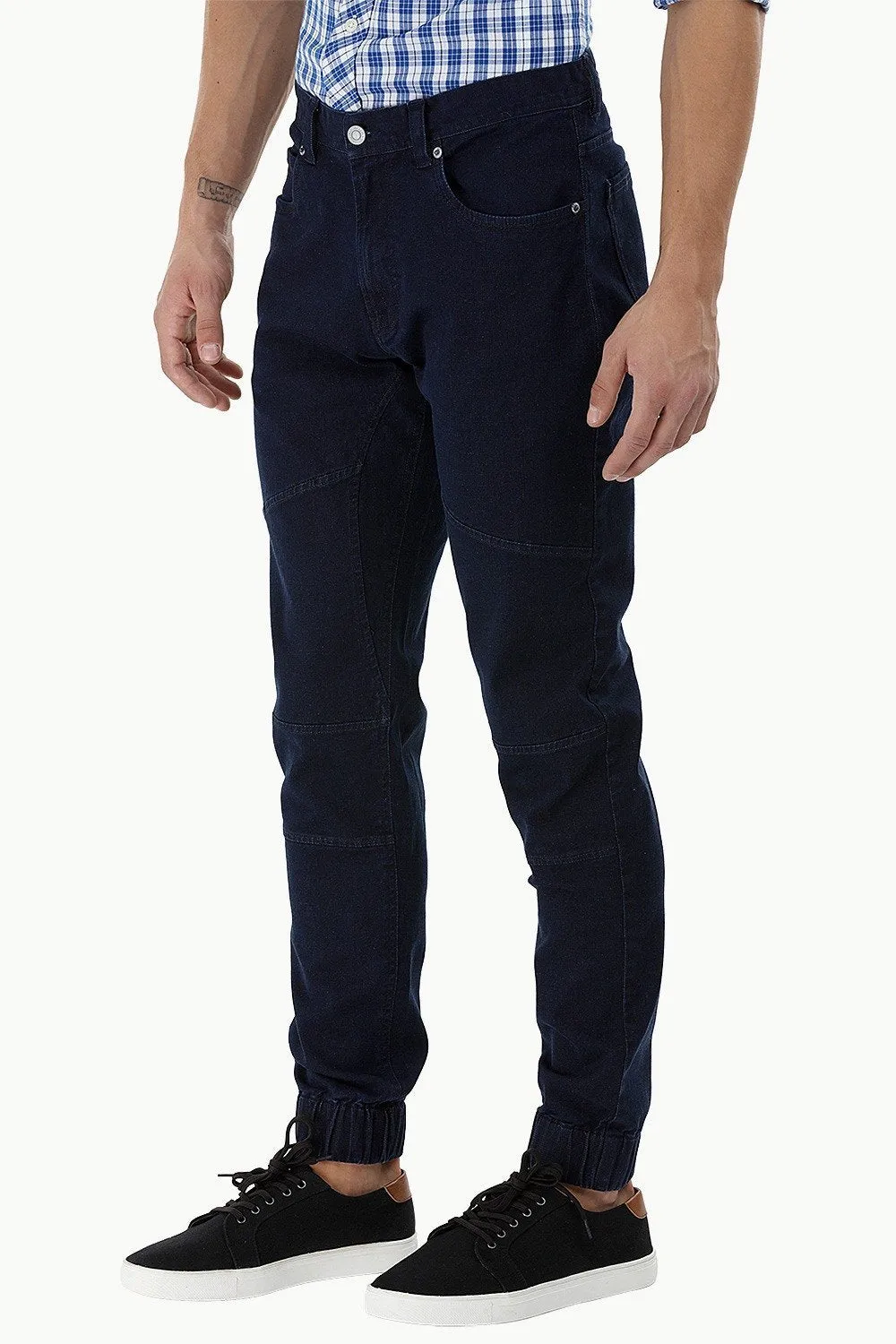 Multi-Panel Denim Cuff Joggers