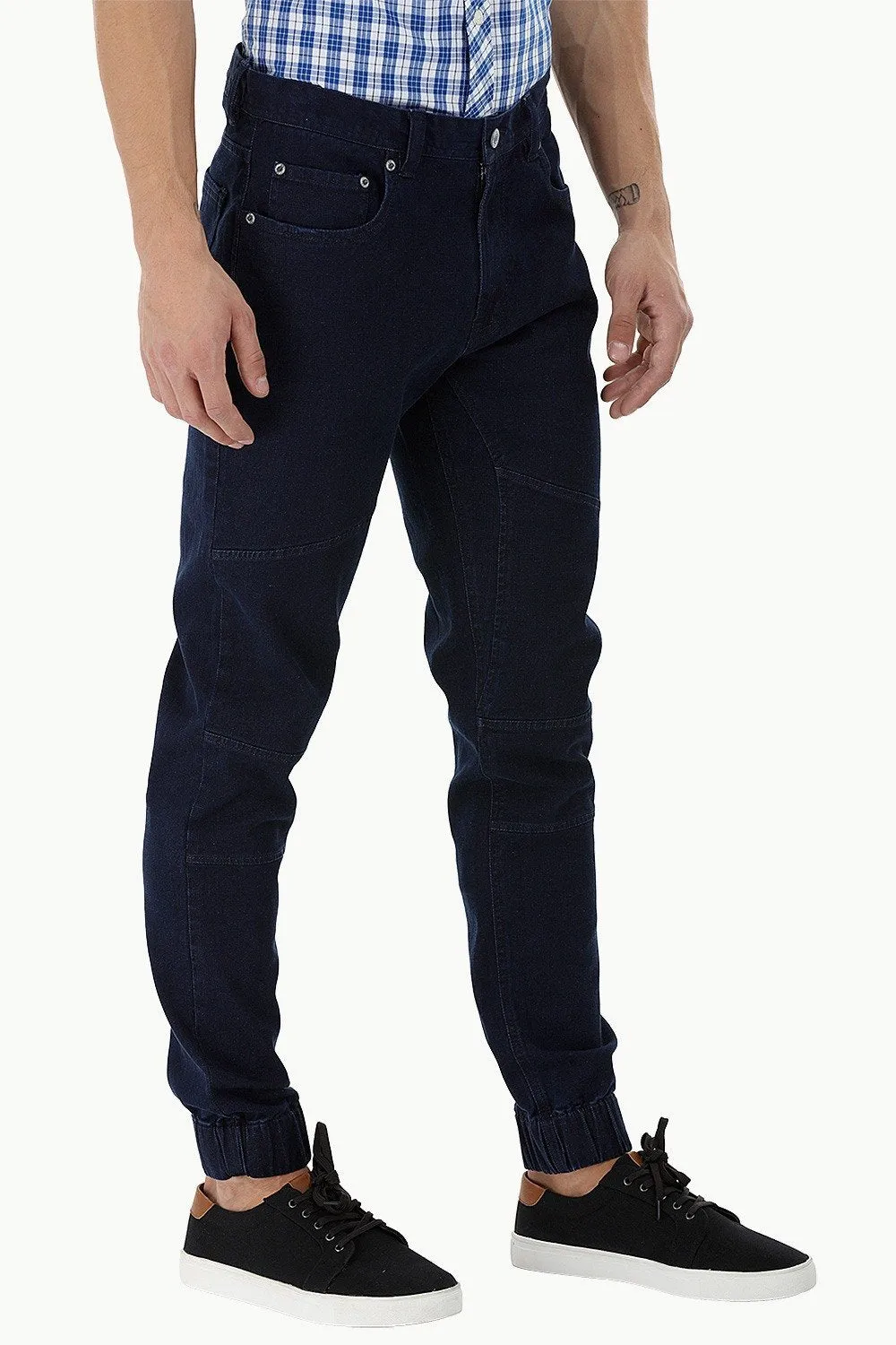 Multi-Panel Denim Cuff Joggers