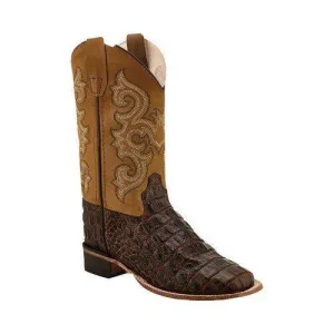 OLD WEST YOUTH (4-7) CHOC CAIMAN PRINT SQUARE TOE BOOT