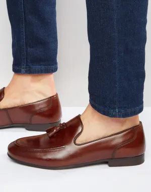 Red Tape Tassel Loafers In Brown Leather