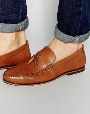 Red Tape Tassel Loafers In Tan Leather