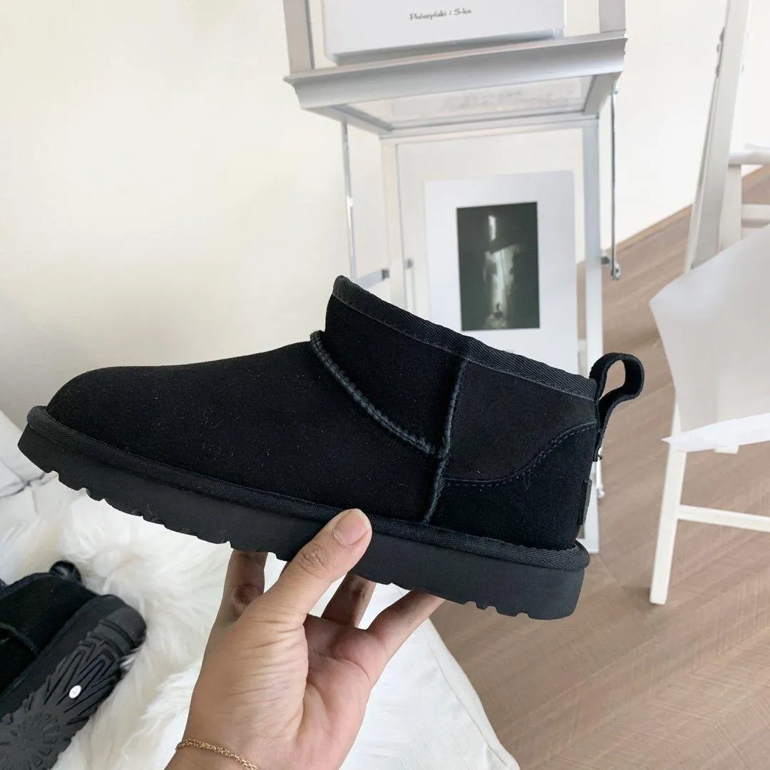 Sheepskin And Wool All-In-One Women's Short Boots Children Winter Snow Boots